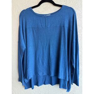 Eileen Fisher Oversized Sweater Womens S Blue Boxy High Low Drop Shoulders